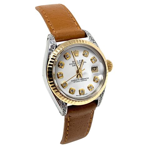 rolex ladies leather strap watches|original rolex leather strap.